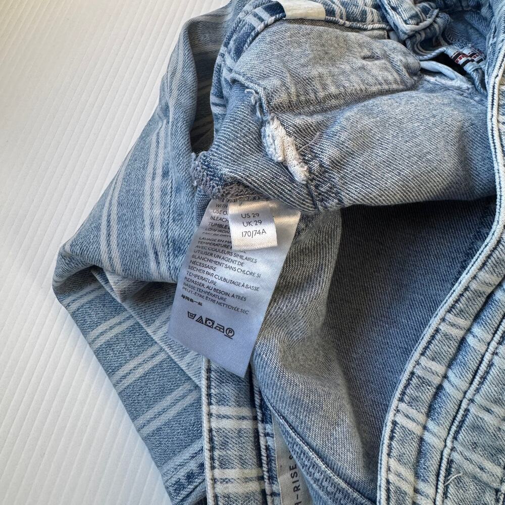 Anthropologie Pilcro High Rise Slim Stripe Acid Wash Crop Jeans 29 Nautical Euro - Picture 7 of 16